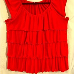 Red shirt sleeve Lili Morgan top